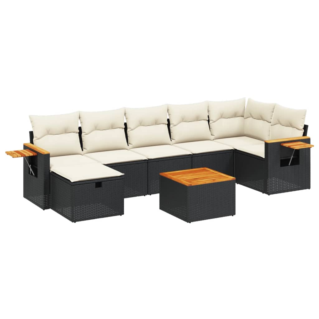 Set De Sofás De Jardín 8 Piezas Y Cojines Ratán Sintético Negro