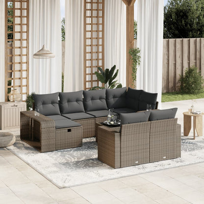 Set De Sofás De Jardín 11Pzas Con Cojines Ratán Sintético Beige
