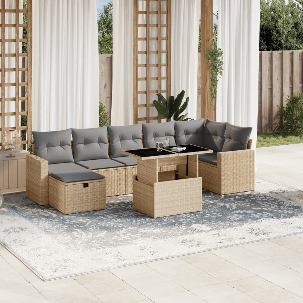 Set De Sofás De Jardín Y Cojines 8 Piezas Ratán Sintético
