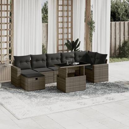 Set De Sofás De Jardín Y Cojines 8 Piezas Ratán Sintético