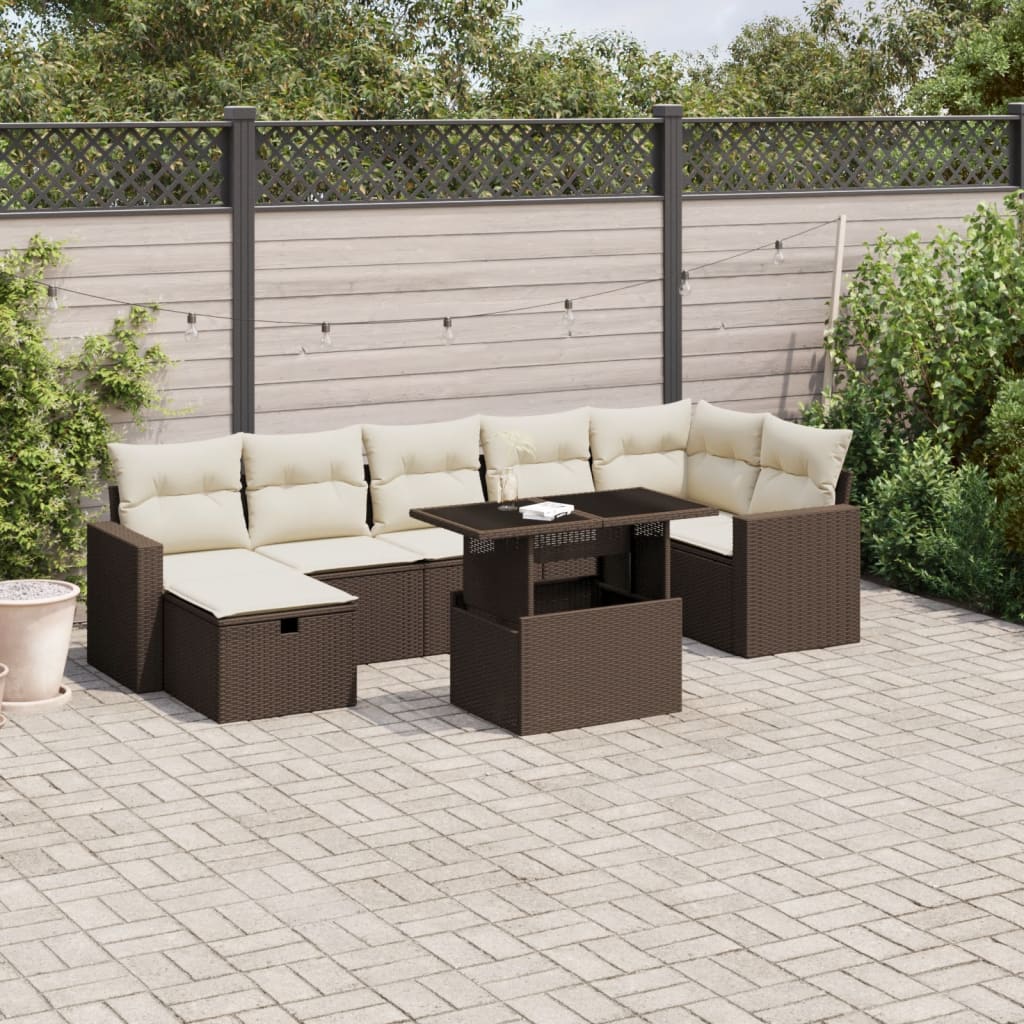 Set De Sofás De Jardín Y Cojines 8 Piezas Ratán Sintético