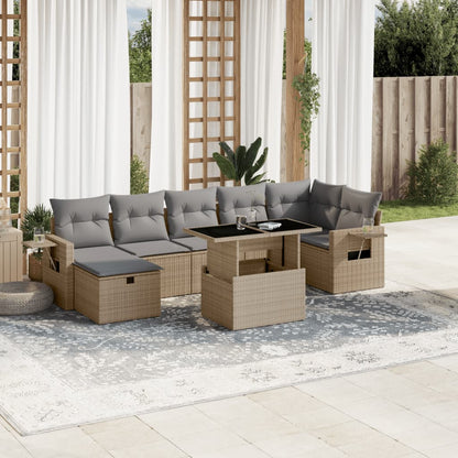 Set De Sofás De Jardín Y Cojines 8 Piezas Ratán Sintético