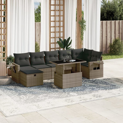 Set De Sofás De Jardín Y Cojines 8 Piezas Ratán Sintético