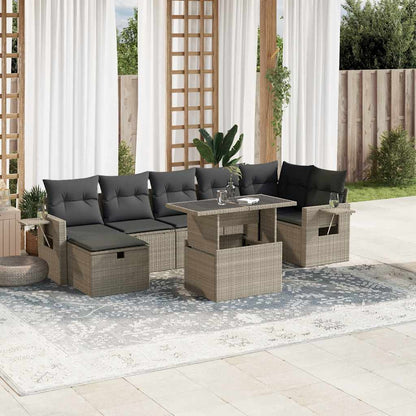 Set De Sofás De Jardín Y Cojines 8 Piezas Ratán Sintético