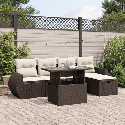 Set De Sofás De Jardín 6 Piezas Y Cojines Ratán Sintético Negro