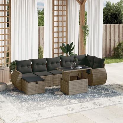 Set De Sofás De Jardín Y Cojines 8 Piezas Ratán Sintético Beige