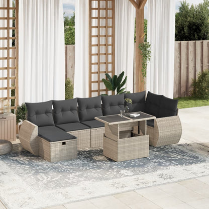 Set De Sofás De Jardín Y Cojines 8 Piezas Ratán Sintético Beige