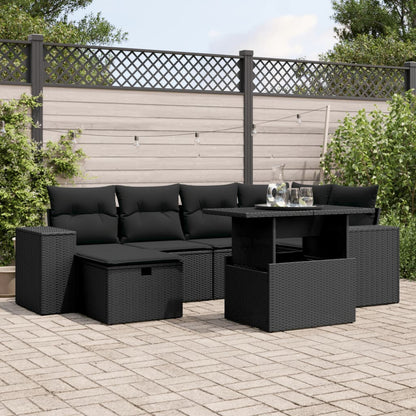 Set De Sofás De Jardín Y Cojines 8 Piezas Ratán Sintético Negro