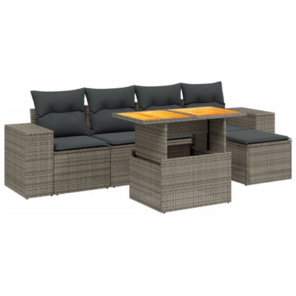 Set De Muebles De Jardín 6 Pzas Y Cojines Ratán Sintético