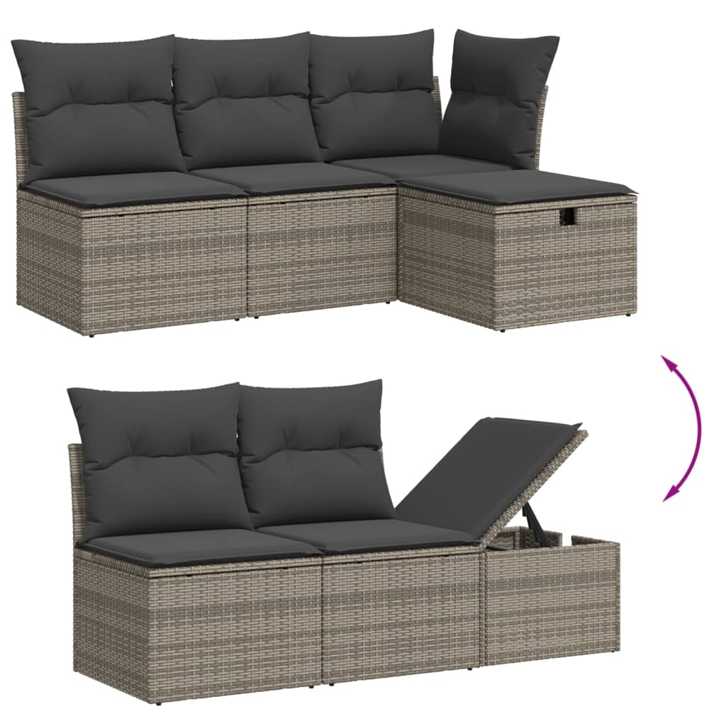 Set De Muebles De Jardín 6 Pzas Y Cojines Ratán Sintético