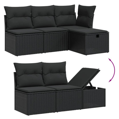 Set De Comedor De Jardín 7 Pzas Y Cojines Ratán Sintético