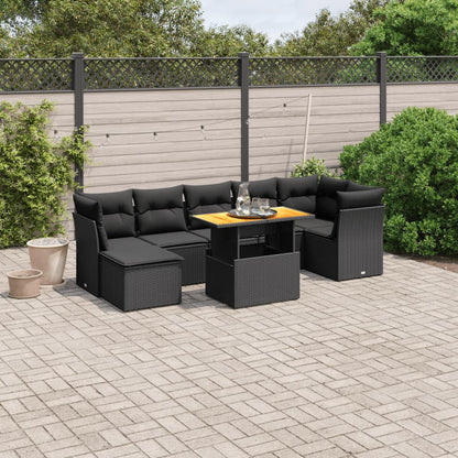 Set De Sofás De Jardín Y Cojines 8 Piezas Ratán Sintético