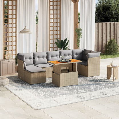 Set De Sofás De Jardín Y Cojines 8 Piezas Ratán Sintético