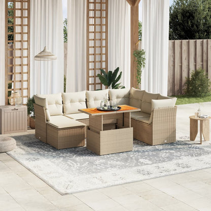 Set De Sofás De Jardín Y Cojines 8 Piezas Ratán Sintético