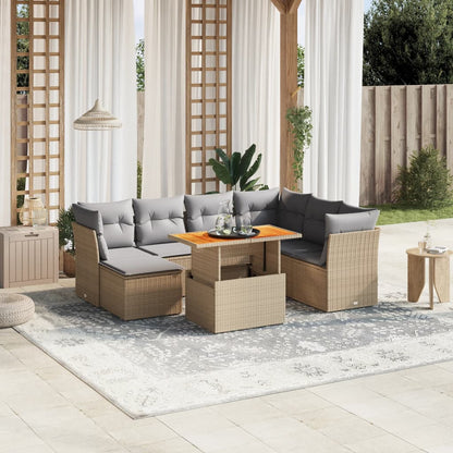 Set De Sofás De Jardín Y Cojines 8 Piezas Ratán Sintético