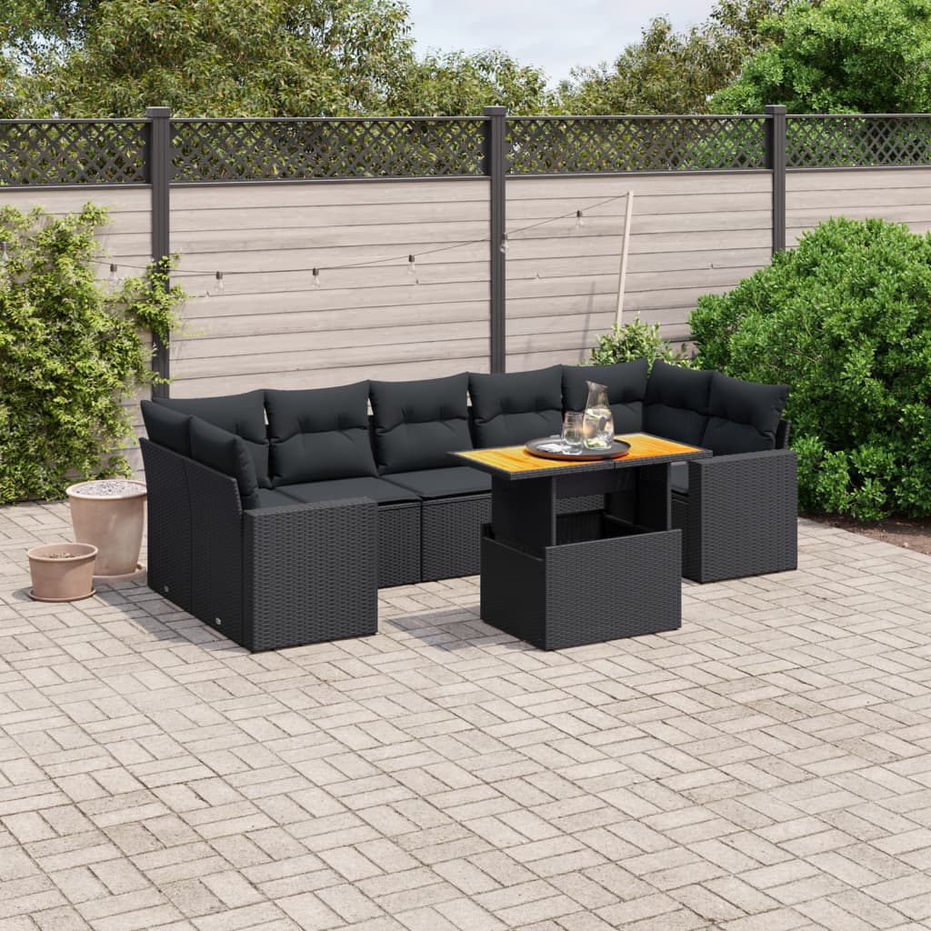 Set De Sofás De Jardín Y Cojines 8 Piezas Ratán Sintético Beige