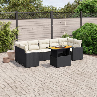 Set De Sofás De Jardín Y Cojines 8 Piezas Ratán Sintético Beige