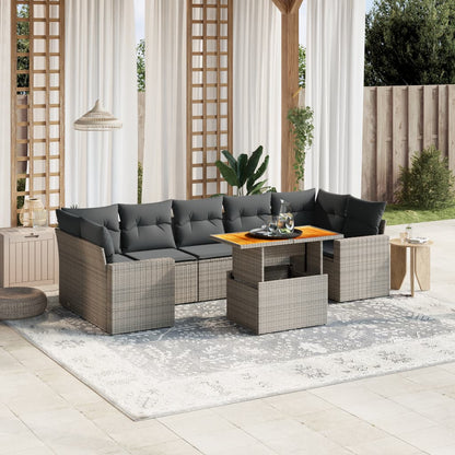 Set De Sofás De Jardín Y Cojines 8 Piezas Ratán Sintético Beige