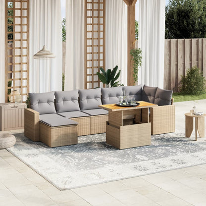 Set De Sofás De Jardín Y Cojines 8 Piezas Ratán Sintético