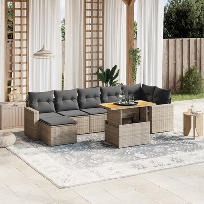 Set De Sofás De Jardín Y Cojines 8 Piezas Ratán Sintético