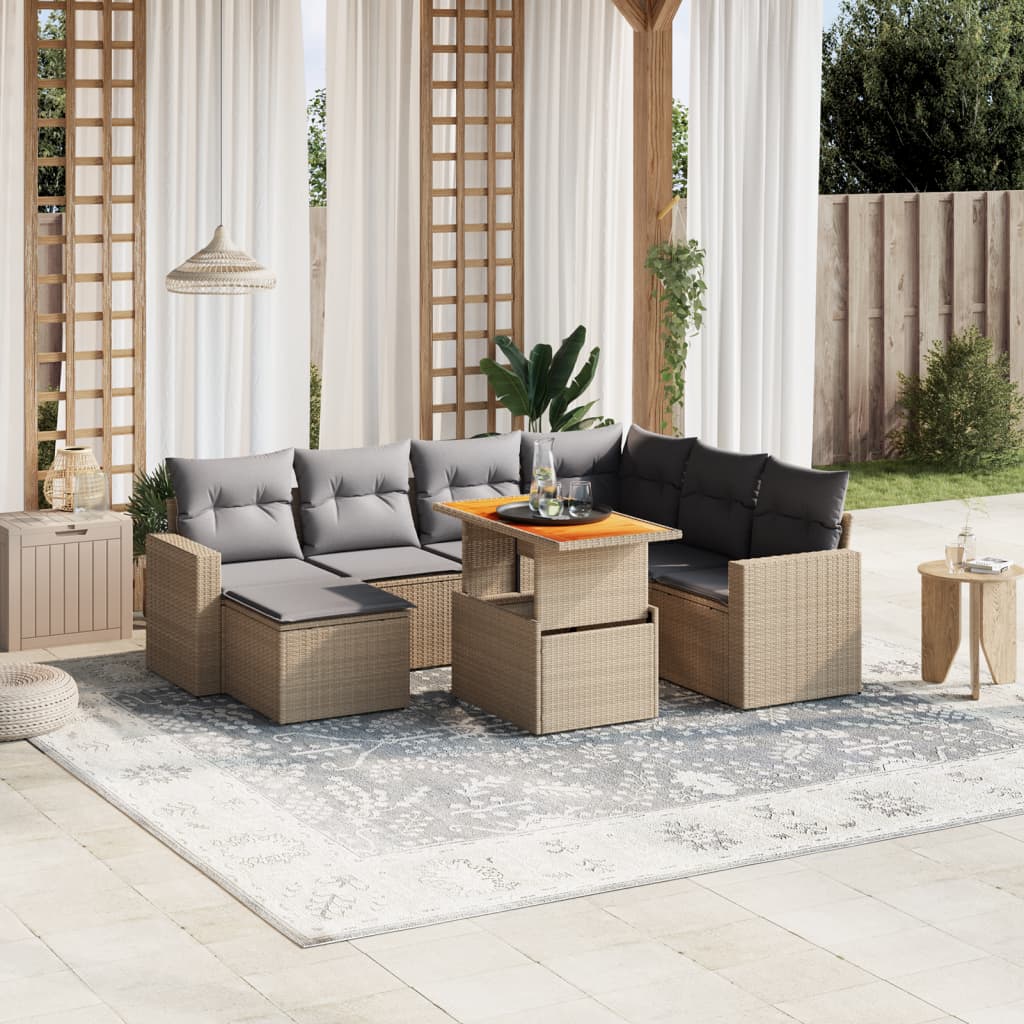 Set De Sofás De Jardín Y Cojines 8 Piezas Ratán Sintético