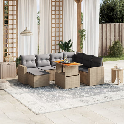 Set De Sofás De Jardín Y Cojines 8 Piezas Ratán Sintético