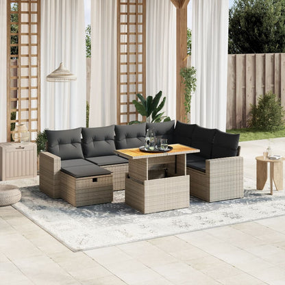Set De Sofás De Jardín Y Cojines 8 Piezas Ratán Sintético