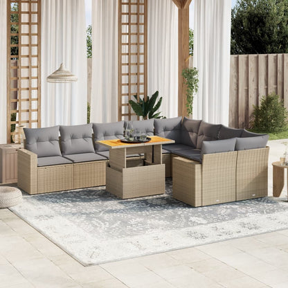Set De Sofás De Jardín Y Cojines 10 Pzas Ratán Sintético Gris