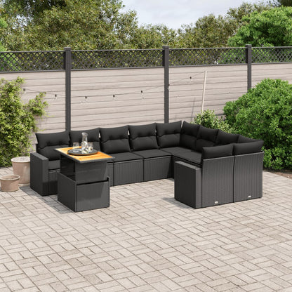 Set De Sofás De Jardín Y Cojines 10 Pzas Ratán Sintético Gris