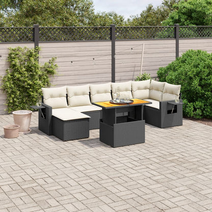 Set De Sofás De Jardín Y Cojines 8 Piezas Ratán Sintético Beige