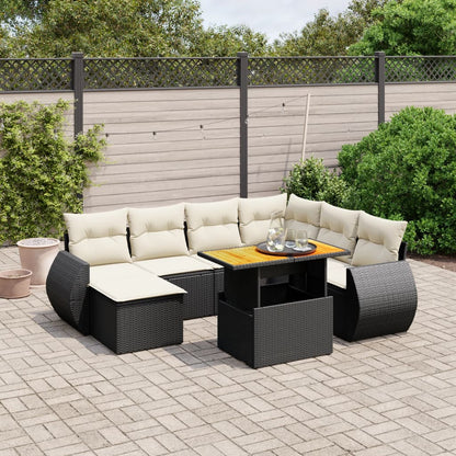 Set De Sofás De Jardín Y Cojines 8 Piezas Ratán Sintético Beige