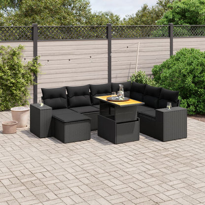 Set De Sofás De Jardín Y Cojines 8 Piezas Ratán Sintético Beige