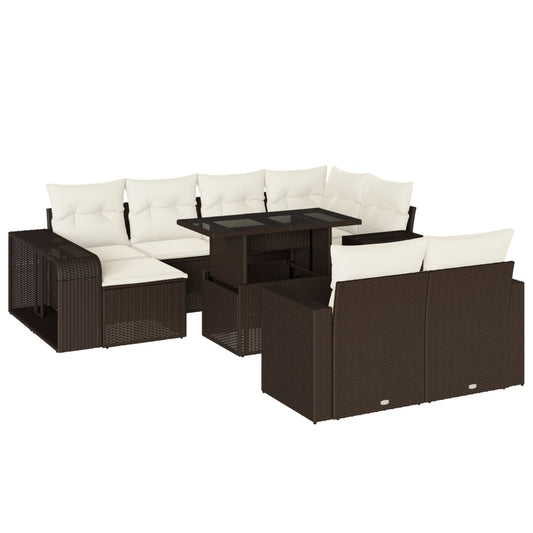 Set De Sofás De Jardín 11 Pzas Cojines Ratán Sintético Marrón