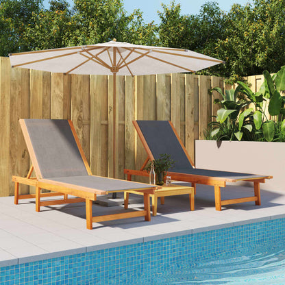Tumbona Con Mesa Madera Maciza De Acacia Y Textileno