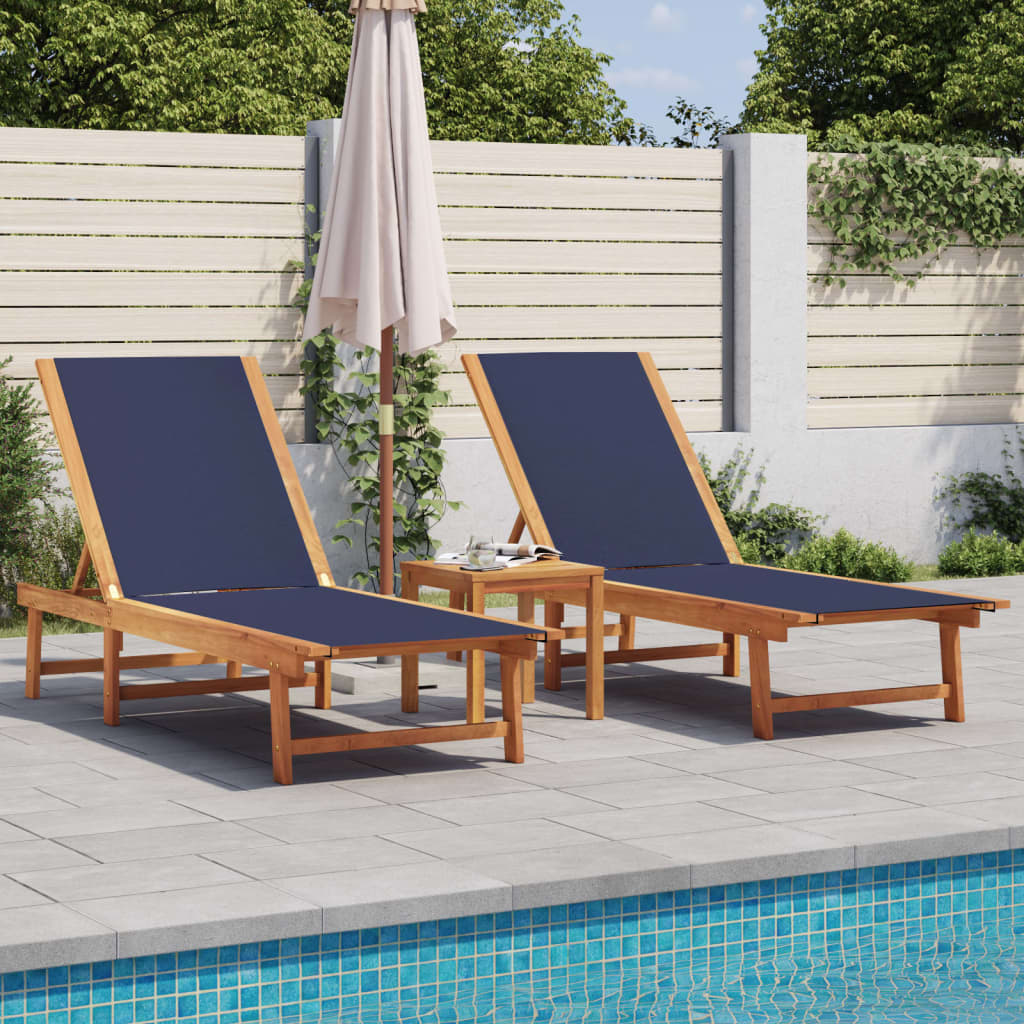 Tumbona Con Mesa Madera Maciza De Acacia Y Textileno