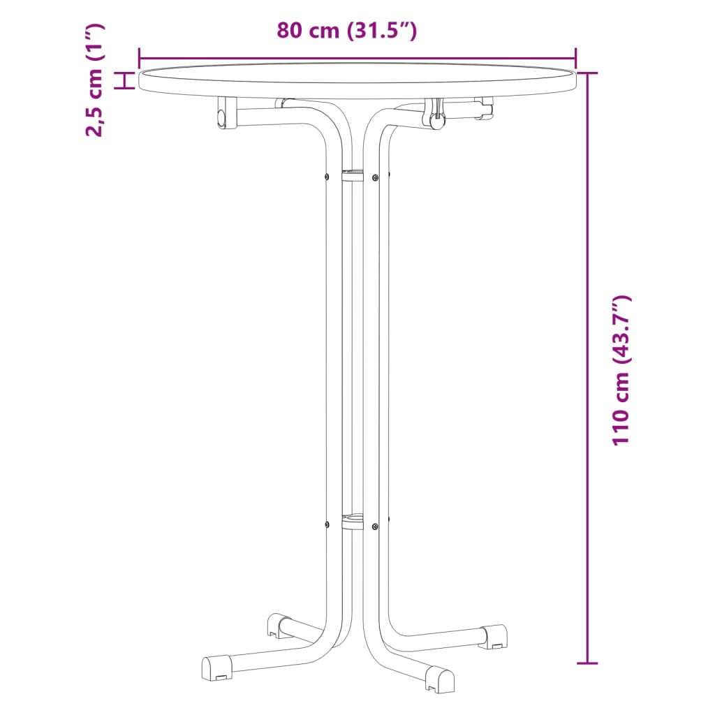 Mesa De Bar Madera Ingeniería Y Acero Ø80X110Cm