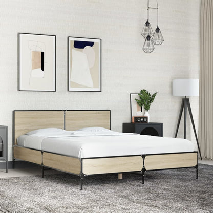 Estructura Cama Madera Ingeniería Metal 140X190 Cm