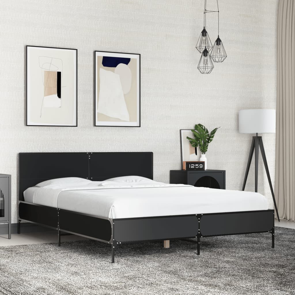 Estructura Cama Madera Ingeniería Metal 140X190 Cm