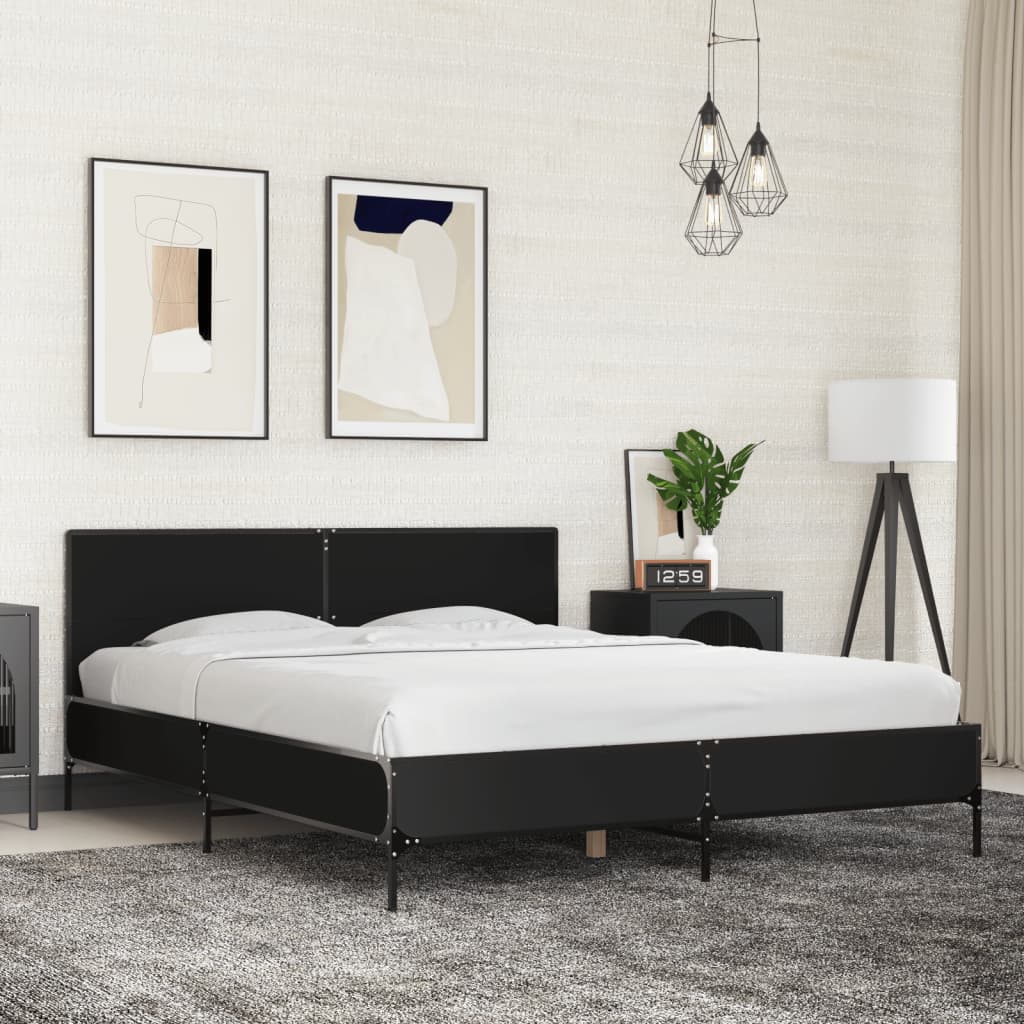 Estructura Cama Madera Ingeniería Metal 140X190 Cm