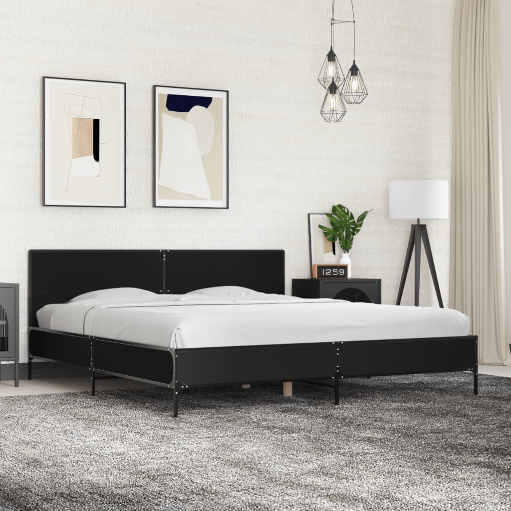 Estructura Cama Madera Ingeniería Metal 140X190 Cm