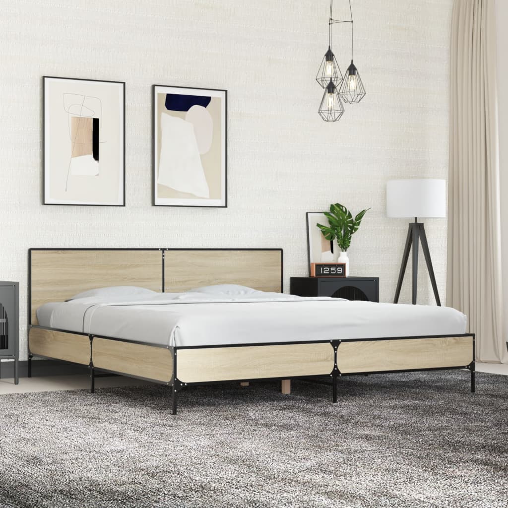 Estructura Cama Madera Ingeniería Metal 140X190 Cm