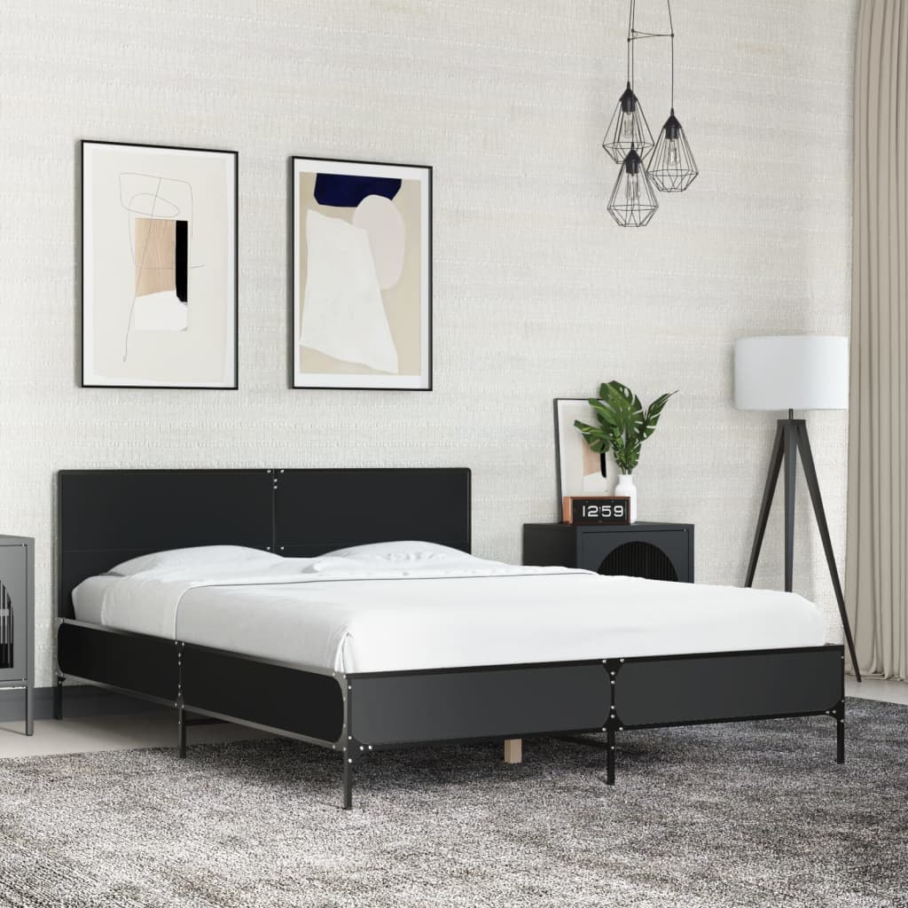 Estructura Cama Madera Ingeniería Metal 140X190 Cm