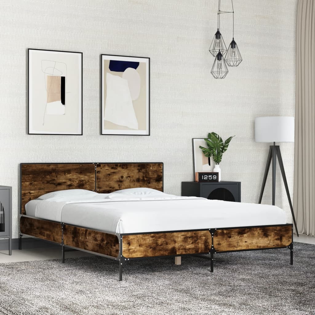 Estructura Cama Madera Ingeniería Metal 140X190 Cm