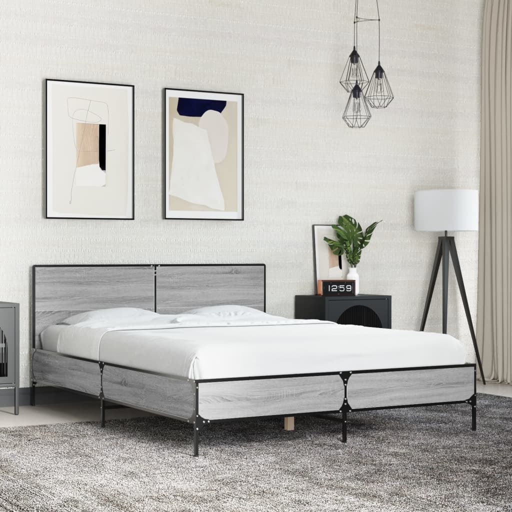 Estructura Cama Madera Ingeniería Metal 140X190 Cm