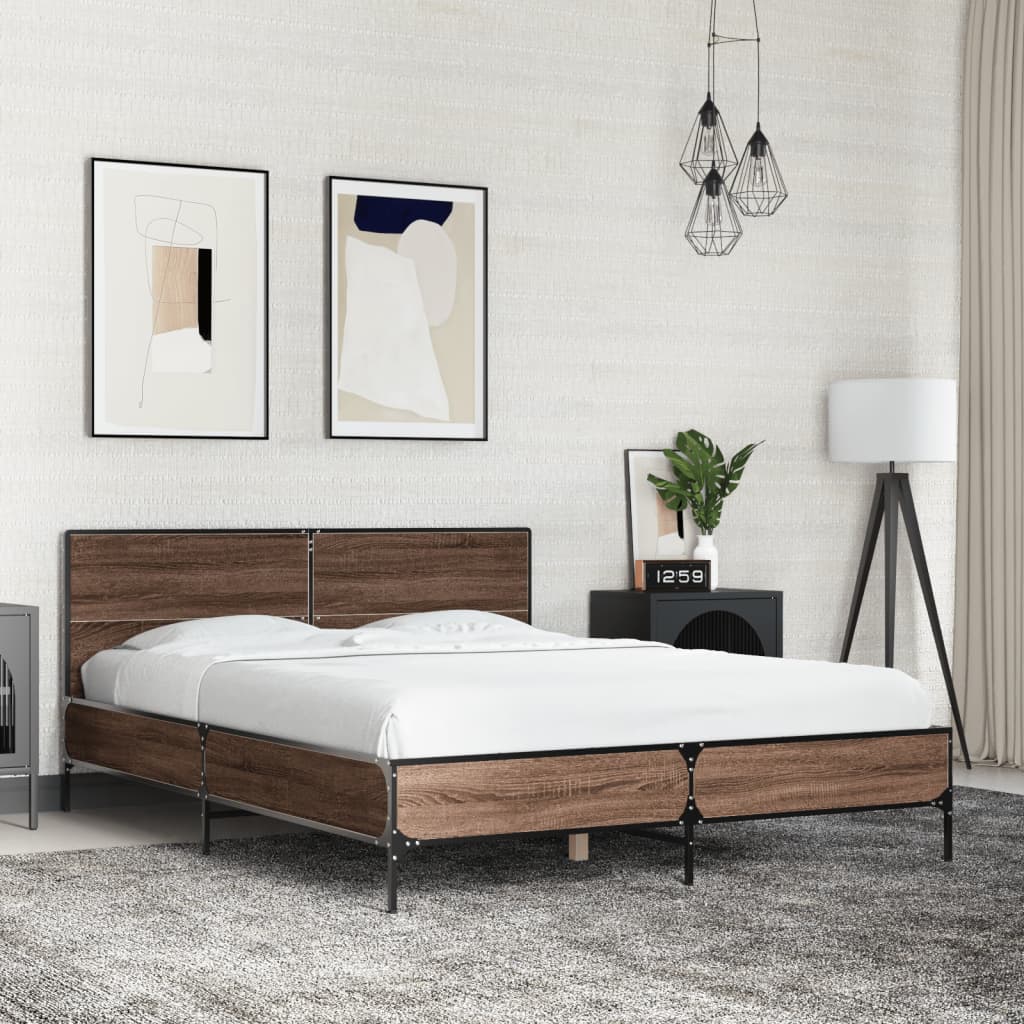 Estructura Cama Madera Ingeniería Metal 140X190 Cm
