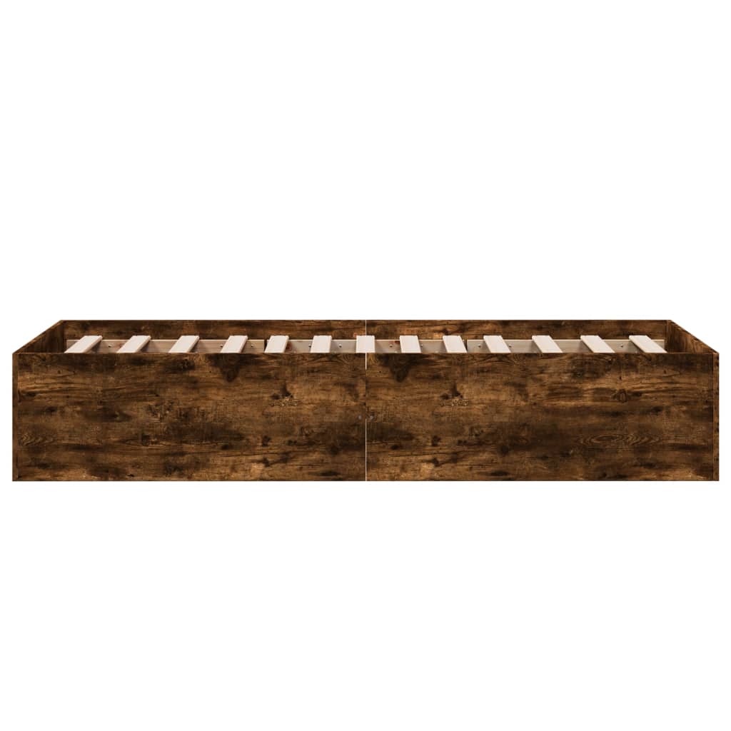 Estructura De Cama Madera De Ingeniería Roble Humo