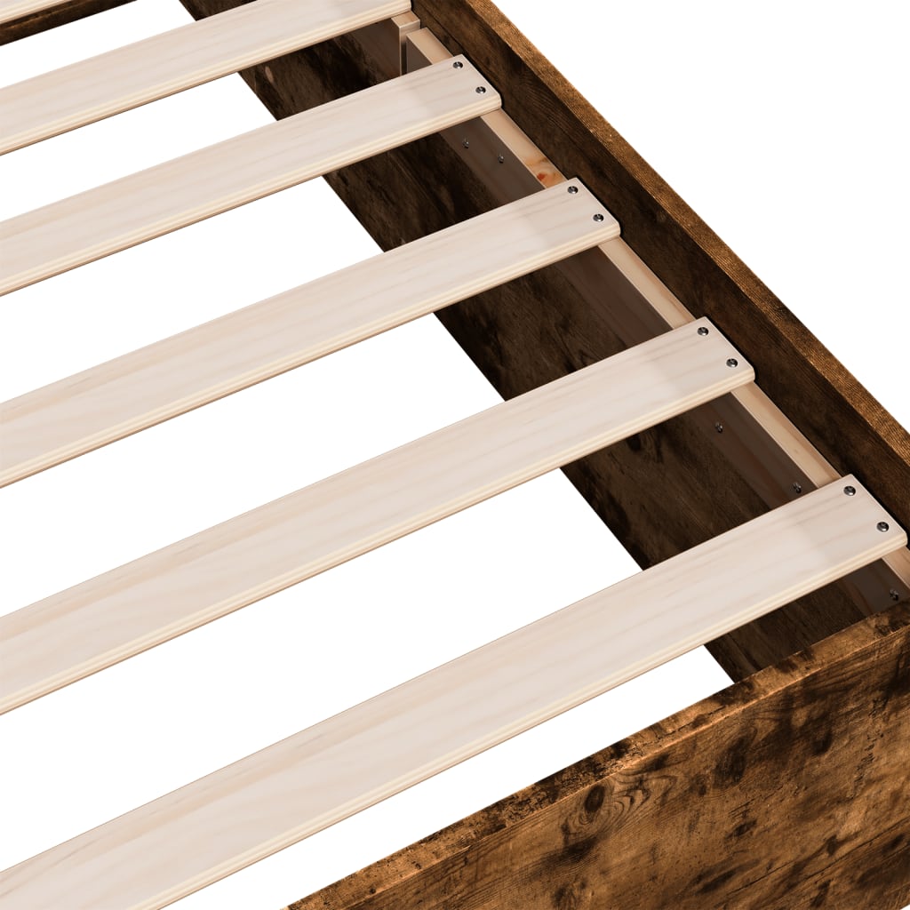 Estructura De Cama Madera De Ingeniería Roble Humo