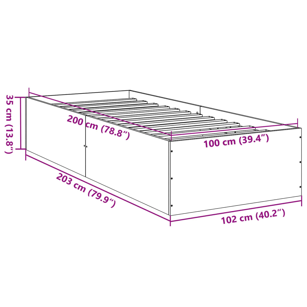 Estructura De Cama Madera De Ingeniería Roble Humo