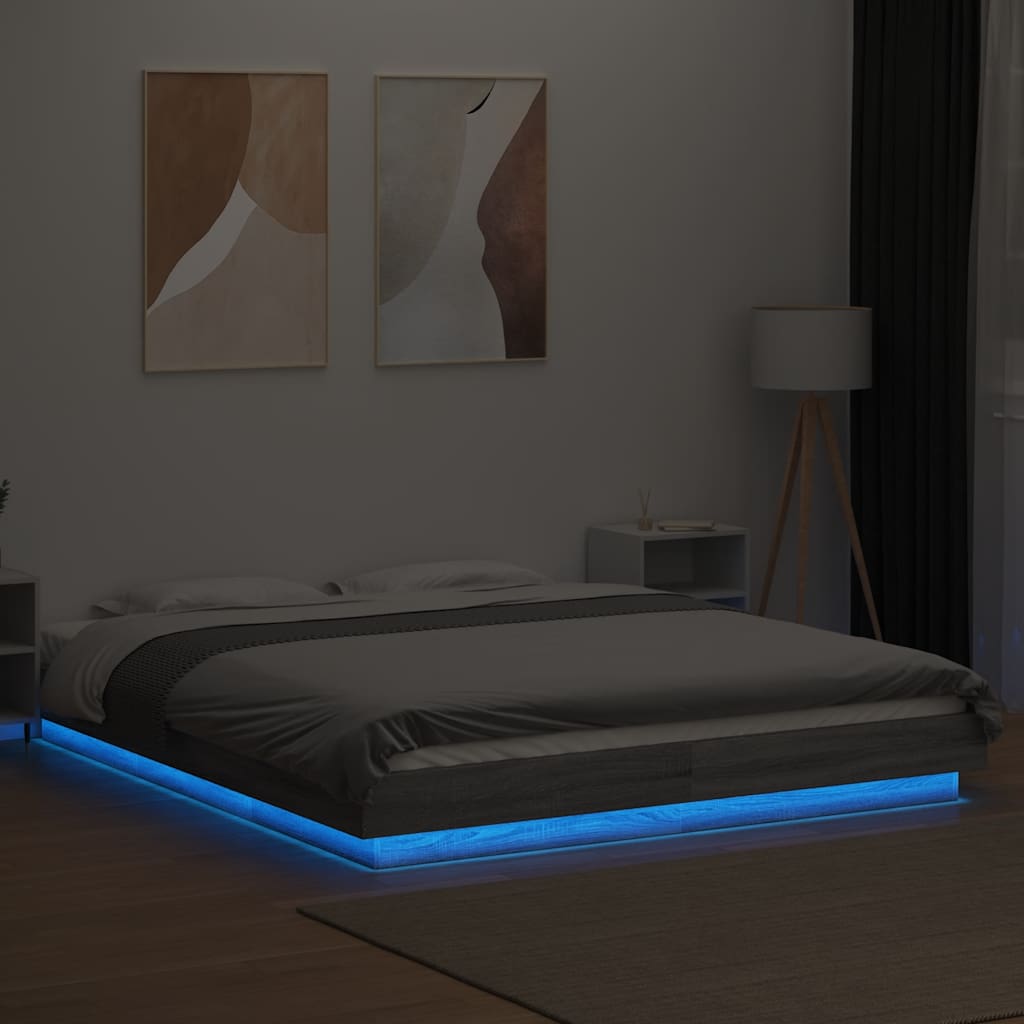 Estructura Cama Con Luces Led Madera