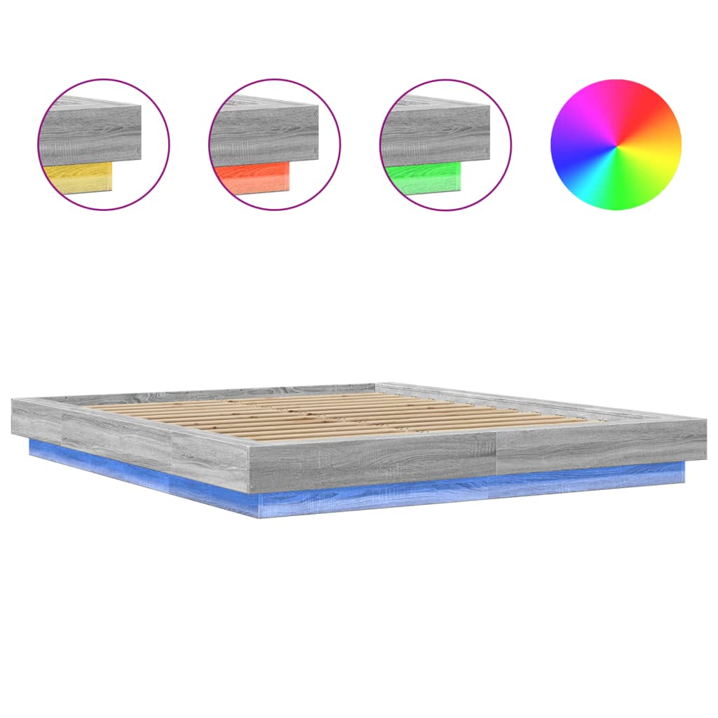 Estructura Cama Con Luces Led Madera